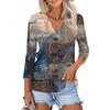 Women's Fashion Casual Printing Button-down Shirt 3/4 Long Sleeve Tops