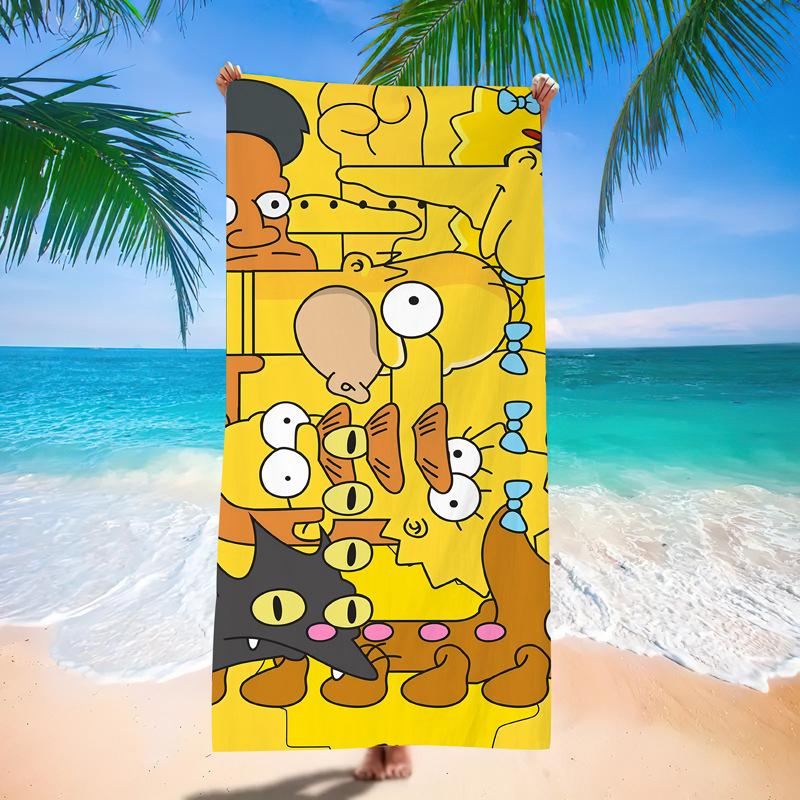 Popular Anime Cartoon Simpson Beach Towel Microfiber Quick-Drying Towel Strong Absorbent Bath Towel