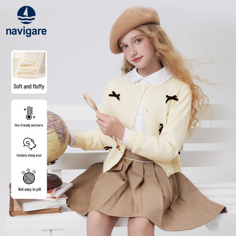 Navigare Girls Festive Bow Knit Cardigan 160