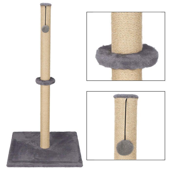 Arbre à chat - Springos® - 75 cm - Gris - Poteau à griffer en sisal - Balle suspendue