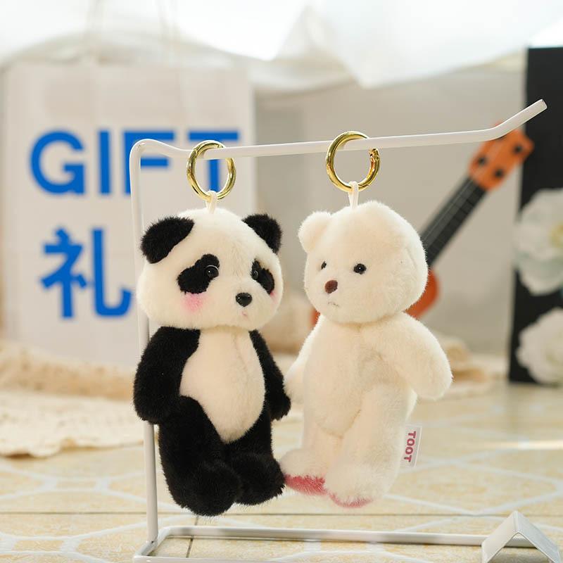 Plüsch-Pandabären-Schlüsselanhänger mit weichem Kurzflor für Kinder und Sammler