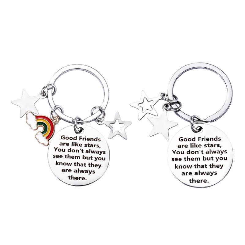 Unique Friendship Gift Stainless Steel Keychain With Star Design For Birthdays And Parties