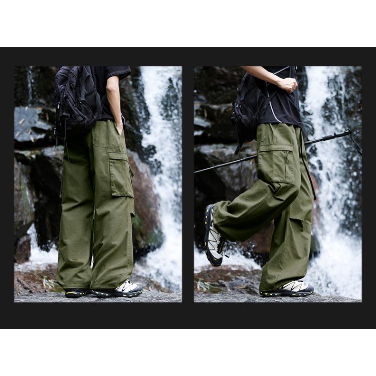 Cotton Cargo Pants Men High Street Loose Fit Jogger Trousers Casual Spring Autumn
