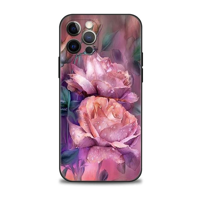 

Чехол для телефона Apple Iphone 14 13 12 11 Pro Max 13 12 Mini Xs Max Xr X 7 8 6 6s Plus, чехол в виде ракушки, роза, тюльпан, зеленые побеги, цветы For iPhone 6 6S Plus