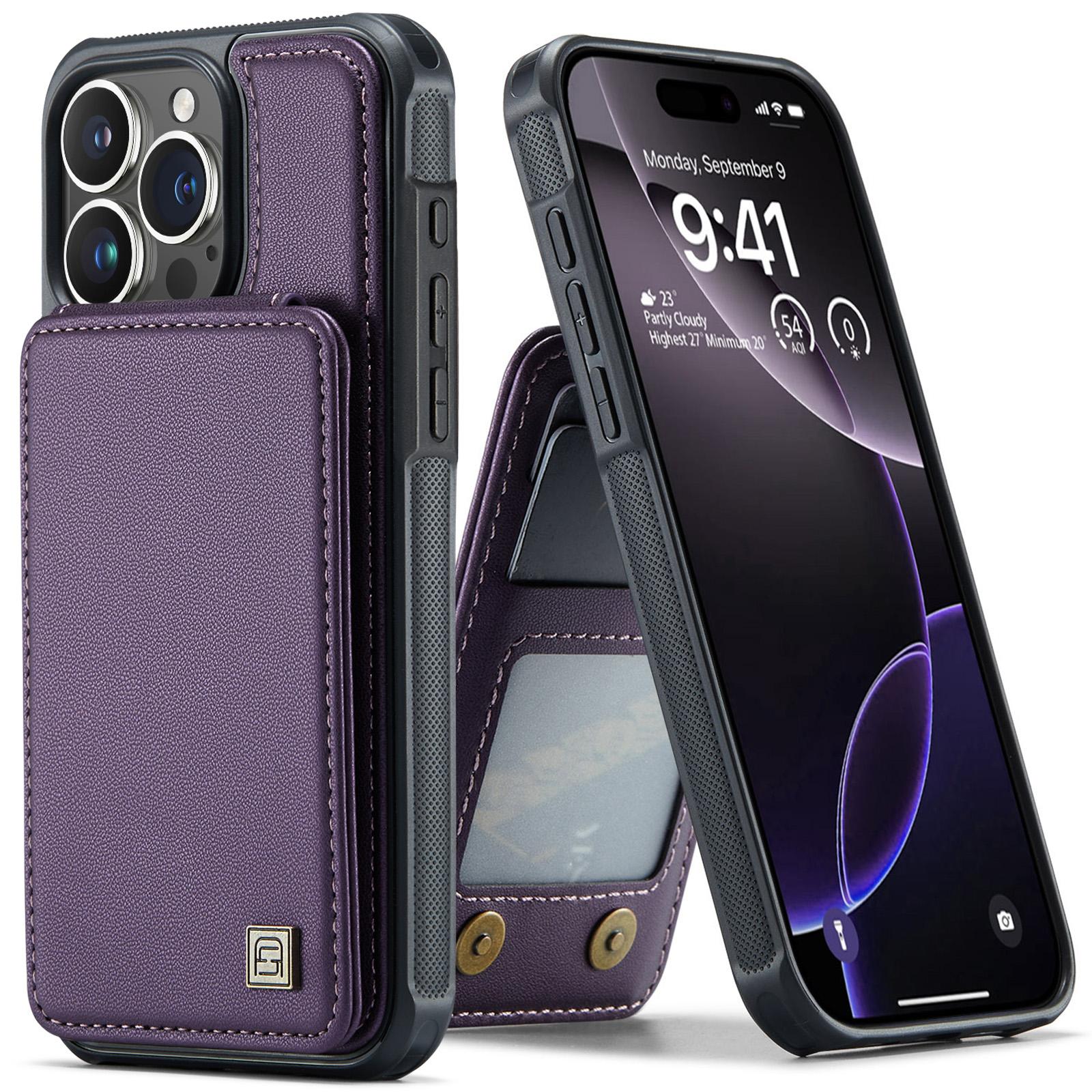 

Для iPhone 11, iPhone 12, iPhone 13, iPhone 14, iPhone 15, iPhone 16 Series. Чехол для телефона из искусственной кожи премиум-класса с функцией удержания карт iPhone 16E фиолетовый