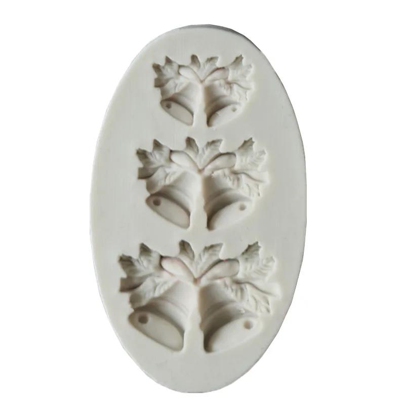 

Рождественский колокольчик с тремя отверстиями, силиконовая форма для помадки, инструменты для украшения торта, формы для шоколадной мастики, инструменты для выпечки на кухне Sugarcraft