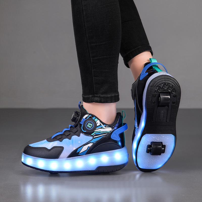 Boys/girls Two-wheel Dual-purpose Roller Skates Double Row Heely Shoes Roller Skates Luminous Sports Shoes Rechargeable