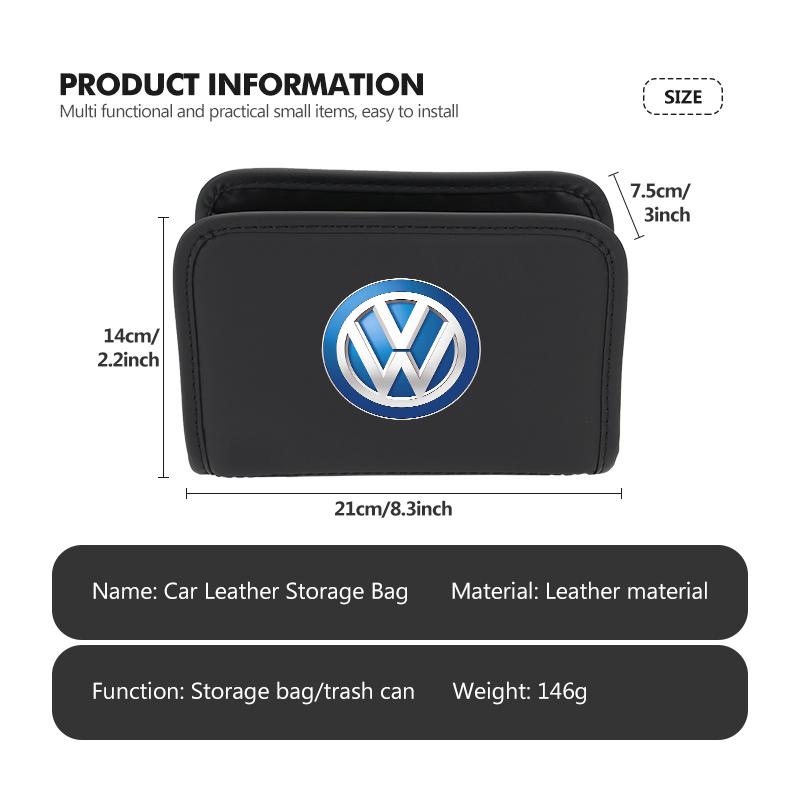 Car Leather Bag Portable Auto Storage Organizer Trash Bin For Volkswagen VW Polo Jetta Sagitar Magotan Passat B5 B6 B7 CC Tiguan zg7