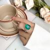 Jewelry Copper Bottom Gold-Plated Simulation Color Treasure Corundum Fat Rectangular Square, Including Ring Female 14 * 16