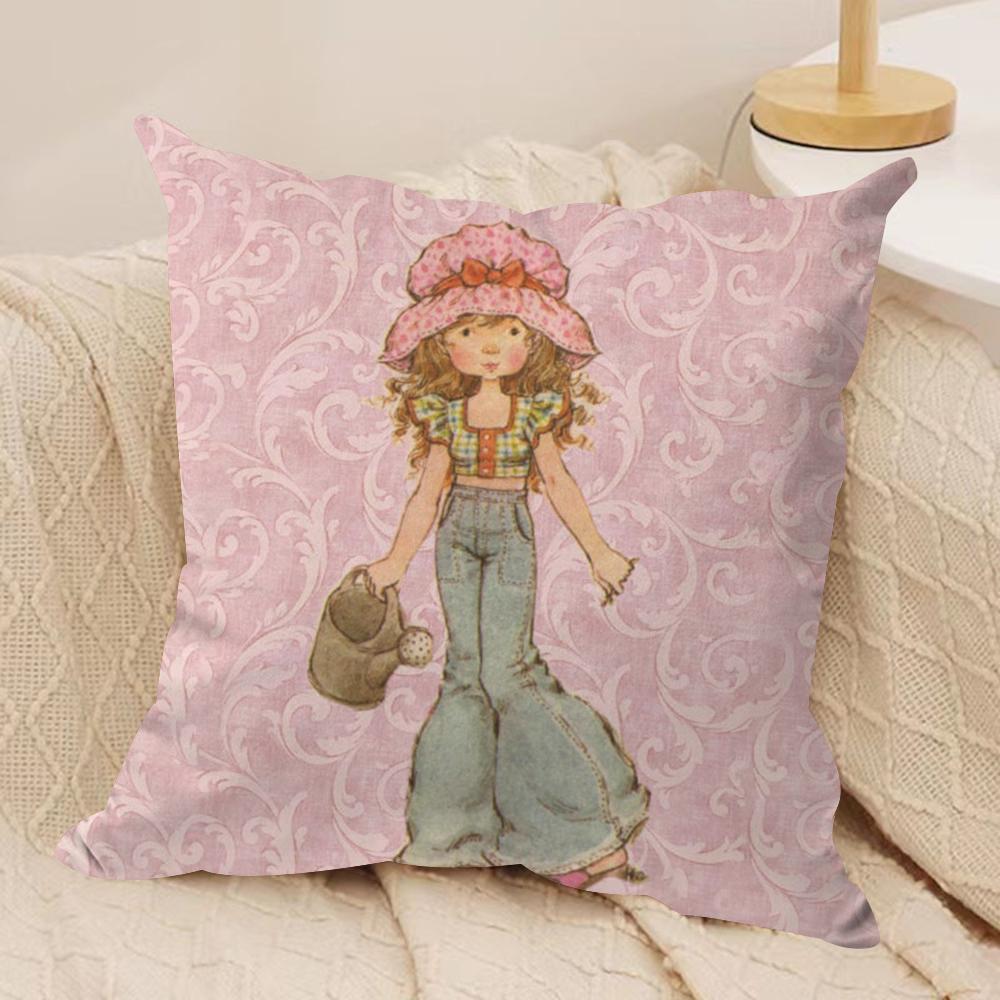 Sweet Anime S-sarah Kay Cushion Cover Silky Short Plush Double-Sided Printed Pillow Case for Sofa All Seasons Home Decor Gift