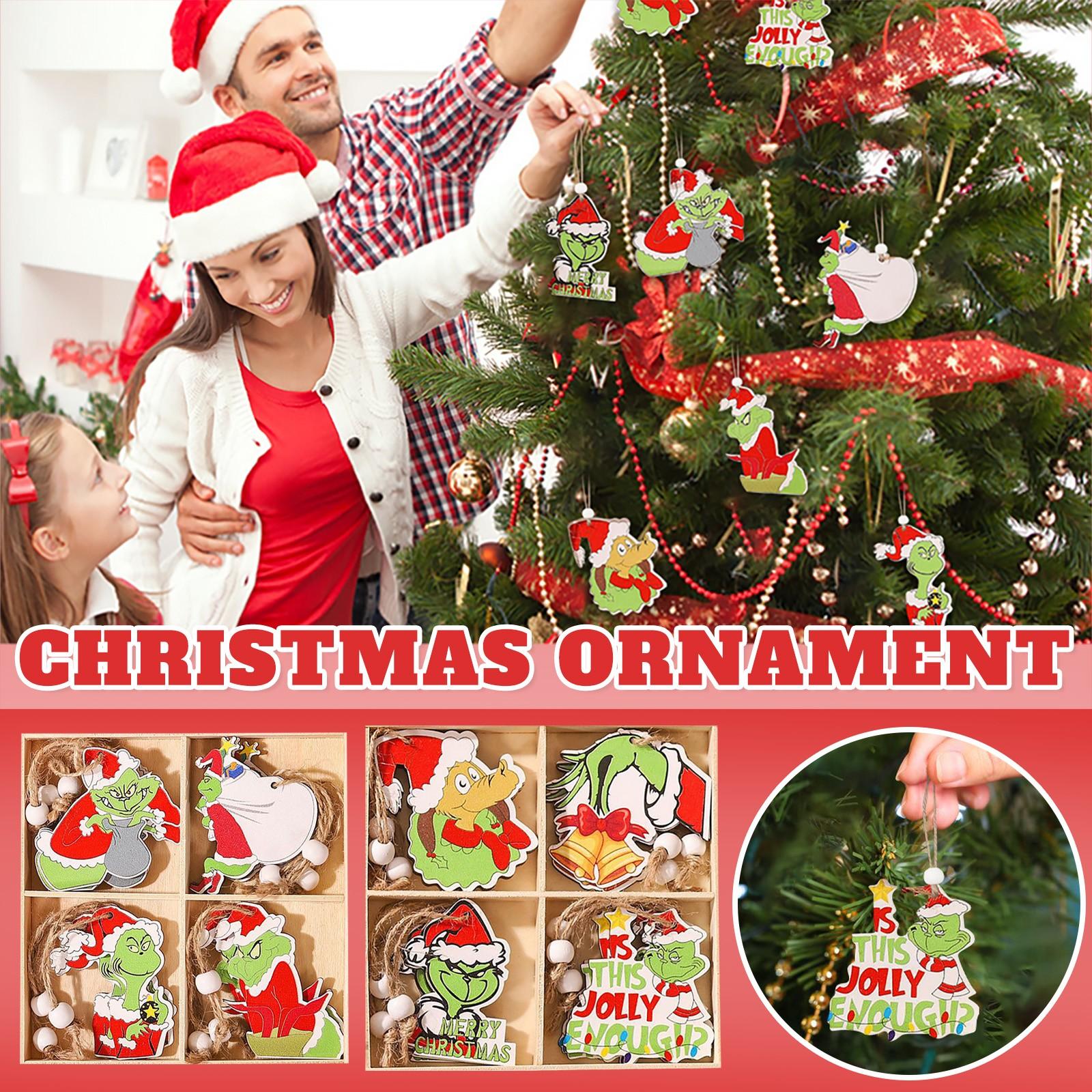 

New Christmas Nine 12pcs Wooden Hanging Doll Decoration One Size
