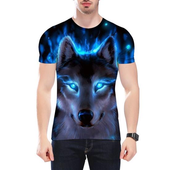 Unisex Vivid 3D Wolf Printed Short Sleeve T-shirt Round Neck Plus Size Tee Top