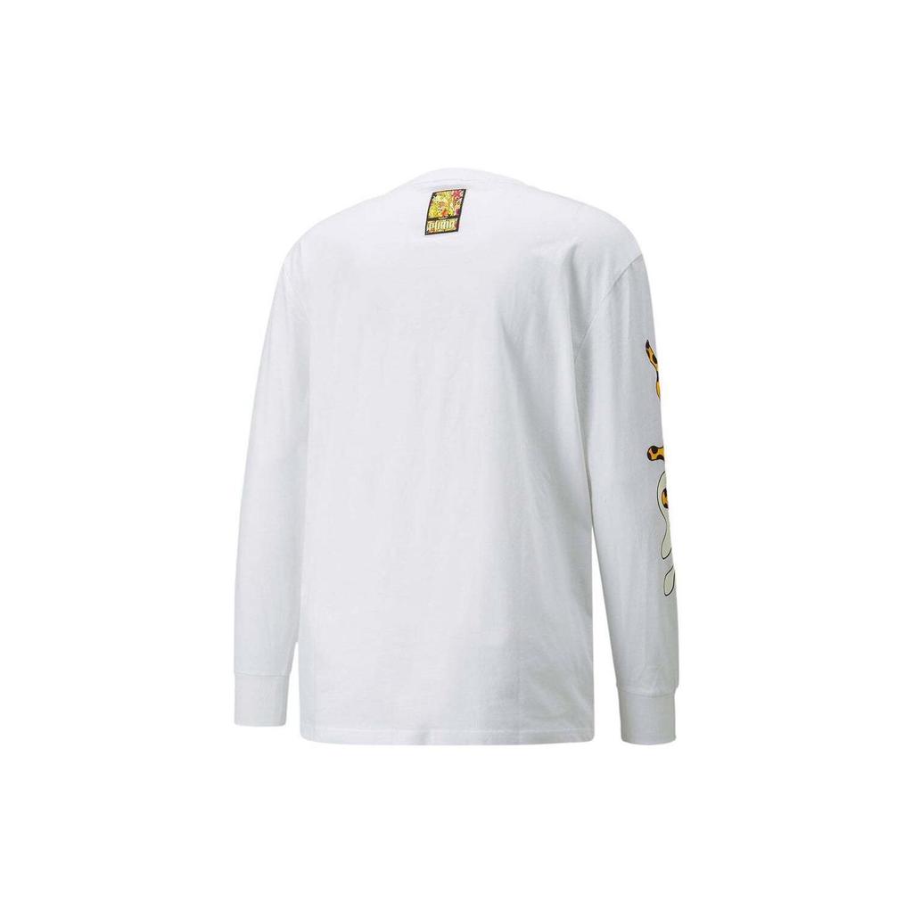 Puma Einfarbiges Druckmuster Rundhals Langarm T-Shirt Herren Oberteile Weiß 532233-02
