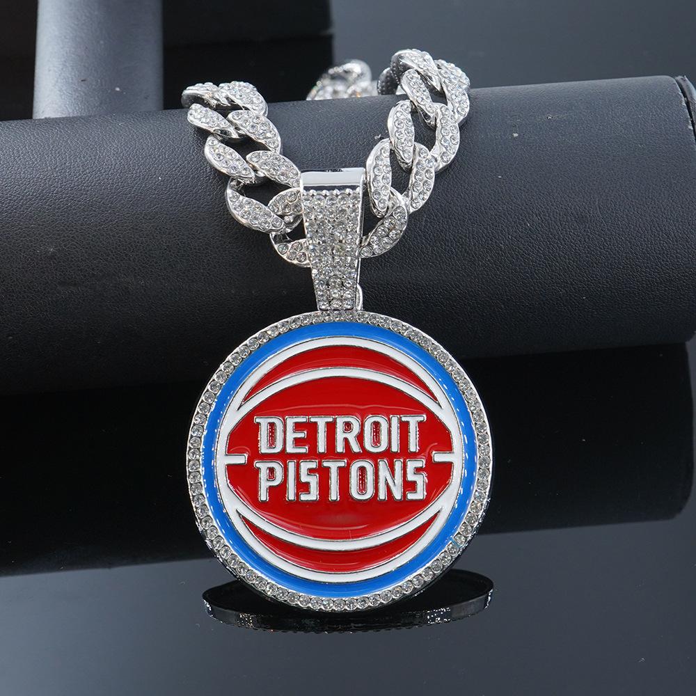 Hip Hop Euro-American Detroit Pistons Detroit Pistons Alloy Pendant Cuban Chain Necklace