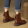Autumn And Winter New Soft Bottomed Cowhide Women'S Boots With Plush And Thick Genuine Leather Brown Cowhide Short Boots
