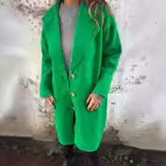 2024 Women's Autumn/Winter Long Sleeve Woolen Overcoat with Turn-Down Collar