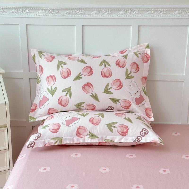 100% Cotton Pillowcase Customizable Flowers Cartoon Design Bedding Pillowcase Adult Bedroom Home Decor Custom Size Cushion Cover