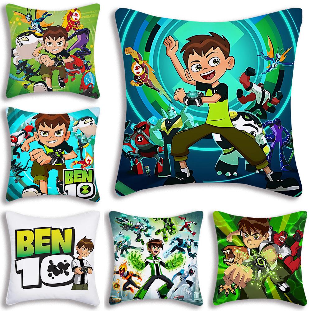 Anime B-Ben 10 Kissenbezüge Cartoon Sofa Dekoratives Zuhause Doppelseitiger Druck Kurzer Plüsch Niedlicher Kissenbezug