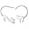Cats with Long Tails Earrings Silver 925 Open Ear Hook