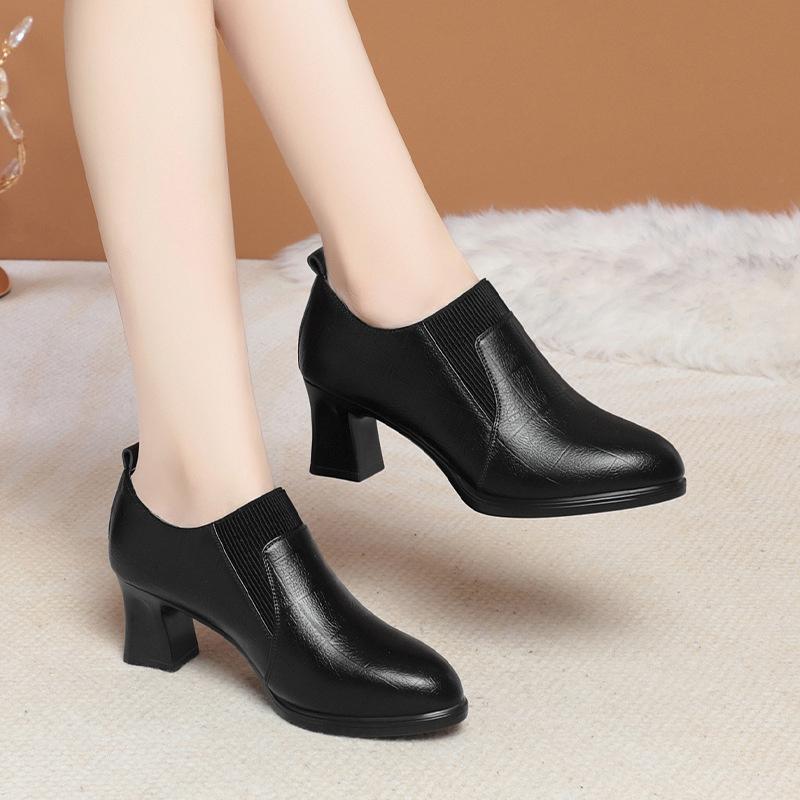 New Winter Women Boots High Heel Shoes Anti-slip Velvet Comfort Ankle Autumn Versatile Fashion Soft Leather Boots