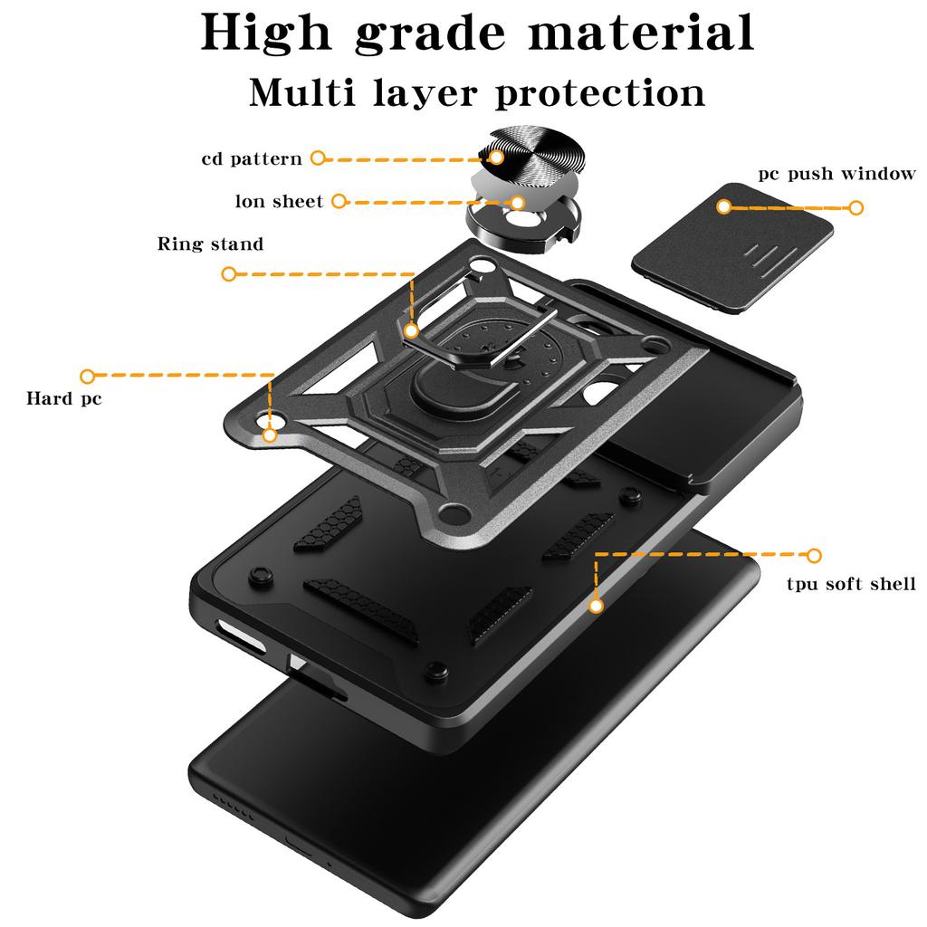 For Nothing CMF Phone 1 Case with Slide Camera Lid PC+TPU Kickstand Phone Cover