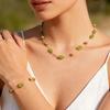 Luxus Grüner Naturstein Halskette für Damen Edelstahl Vergoldete Perlen Halsketten Choker Sommer Bohemia Schmuck Geschenk