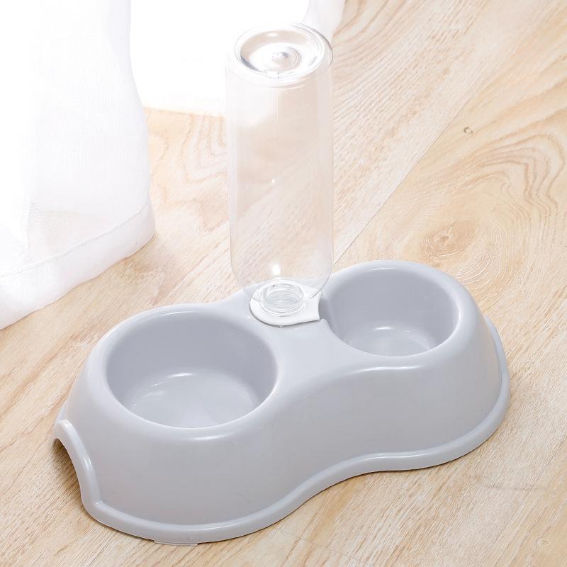 

Поилка для домашних животных, двойная чаша, пластиковая автоматическая поилка серый