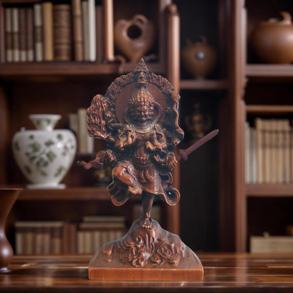 Ususama Myōō Wooden Statue – Total Height 7.2cm, Boxwood Miniature Buddhist Statue, God of the Toilet (Antique Finish)