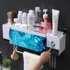 Toothbrush Holder Toothpaste Automatic Dispenser Bathroom Toiletries Storage Rack Clamshell Cup  Rack Shelf Towel Bar Hook