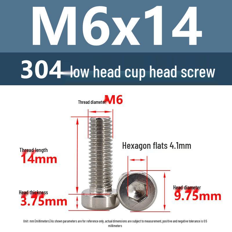 304 Edelstahl Flachkopf Innensechskant Maschinenschrauben M3-M10