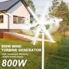 800W 12V/24V Home Wind Turbines Generator, 6-Blade Fan Wind Turbine, Electromagnetic Electricity Wind Power Generator