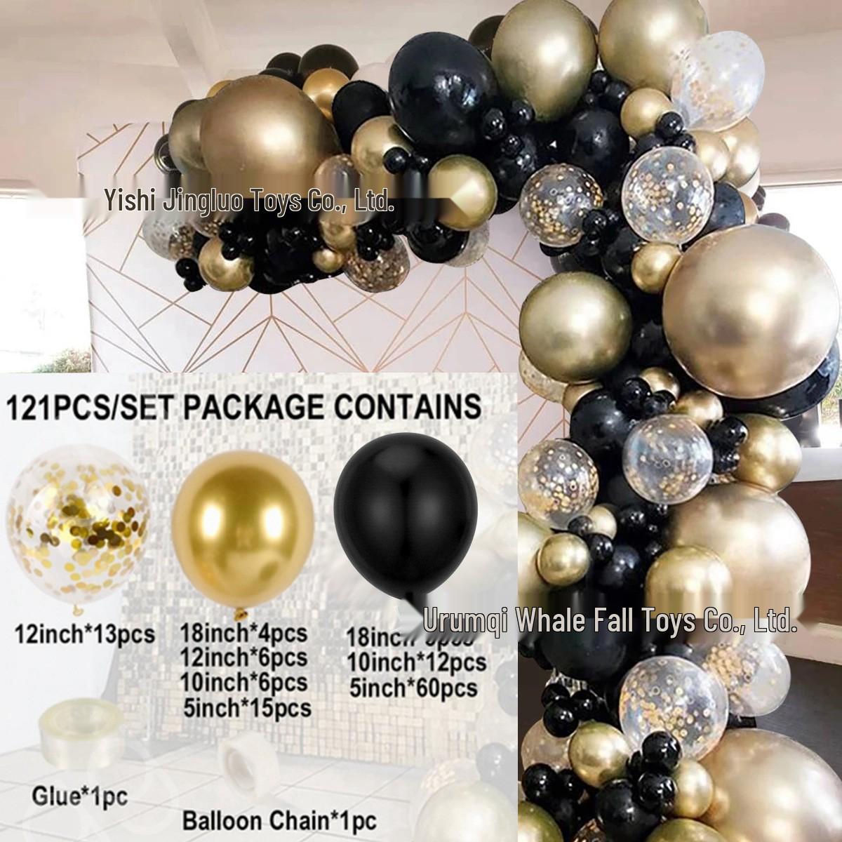 Black Gold Balloon Garland Set for Graduation, Birthday, or Party Decor