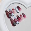 24PCS Blush Almond Fake Nails with Star Print Easy Effortless Application To Nails for Fingernail DIY Decoration
