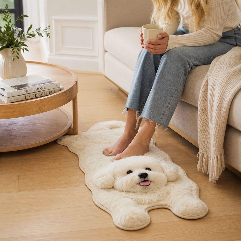 Special-shaped Puppy Print Rug Decorative Carpet Animal Floor Mat Entryway Mat Bedside Floor Decor