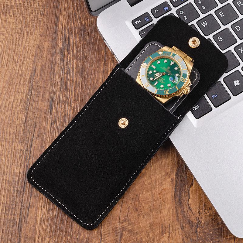 Green Ghost PU Leather Watch Travel Case: Portable Mechanical Watch Protection Bag