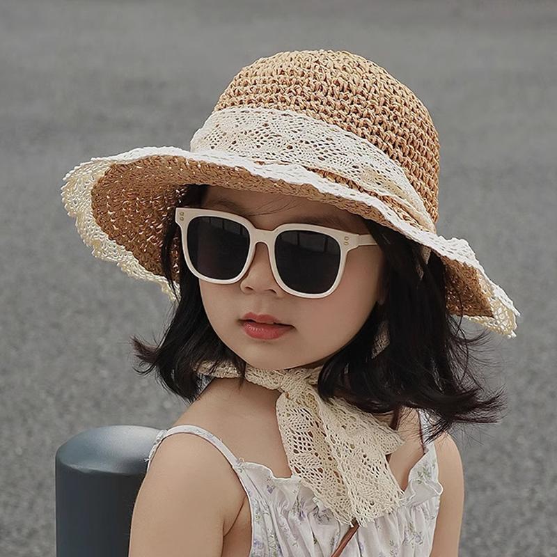 Summer Children'S Vacation Beach Hat Summer Lace Straw Hat Baby Parent-Child Spring And Autumn Sun Hat