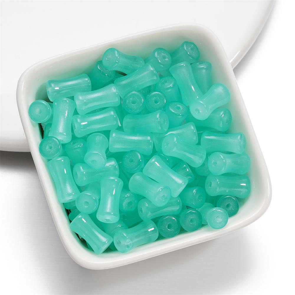 30Pcs 6.5x11.5mm Imitation Jade Bamboo Joint Charm Glass Loose Beads for DIY Handmade Jewelry Bracelet Necklace Making Supplies