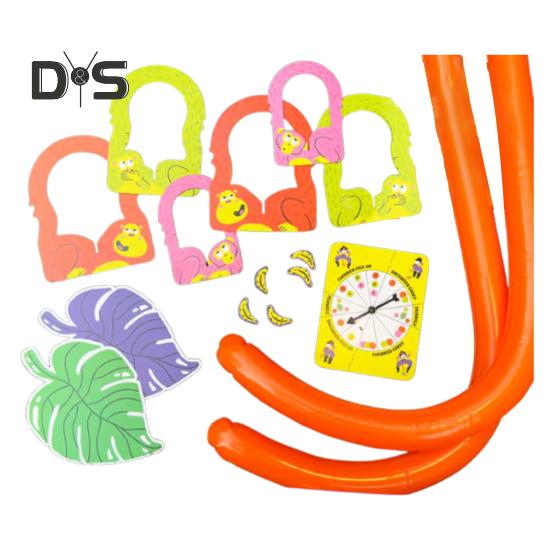 

Игра «Хвост обезьяны» Веселая настольная игра для вечеринок с друзьями и семьей День рождения Рождество Наденьте надувной хвост обезьяны Вращайтесь и выигрывайте бананы A