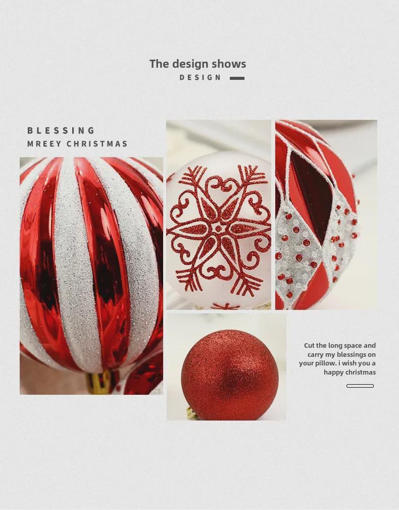 Christmas Decorations Set of 16: Red & White Special-Shaped Painted Ball Ornaments for Tree Pendants