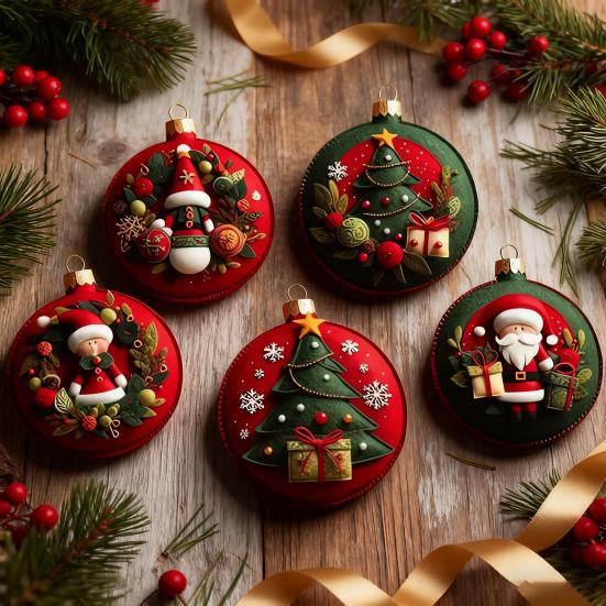 DIY Christmas Felt Patch Kit Holiday Craft Set with Pre-Cut Felts Sheet Handmade Fabric Sewing Crafting Supplies for Tree Home Decor