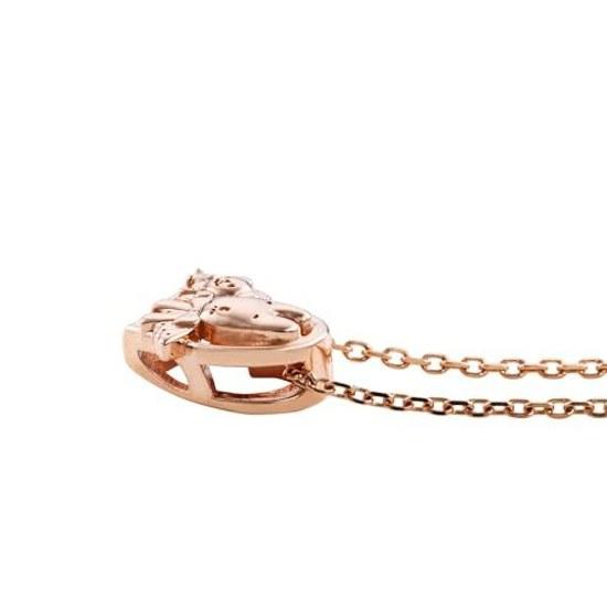 White Clover Maron Cream Womens Necklace Pendant Sanrio Characters Silver 925 Surgical Stainless Steel 316L Cubic Zirconia Heart Bear Pink Gold 40cm