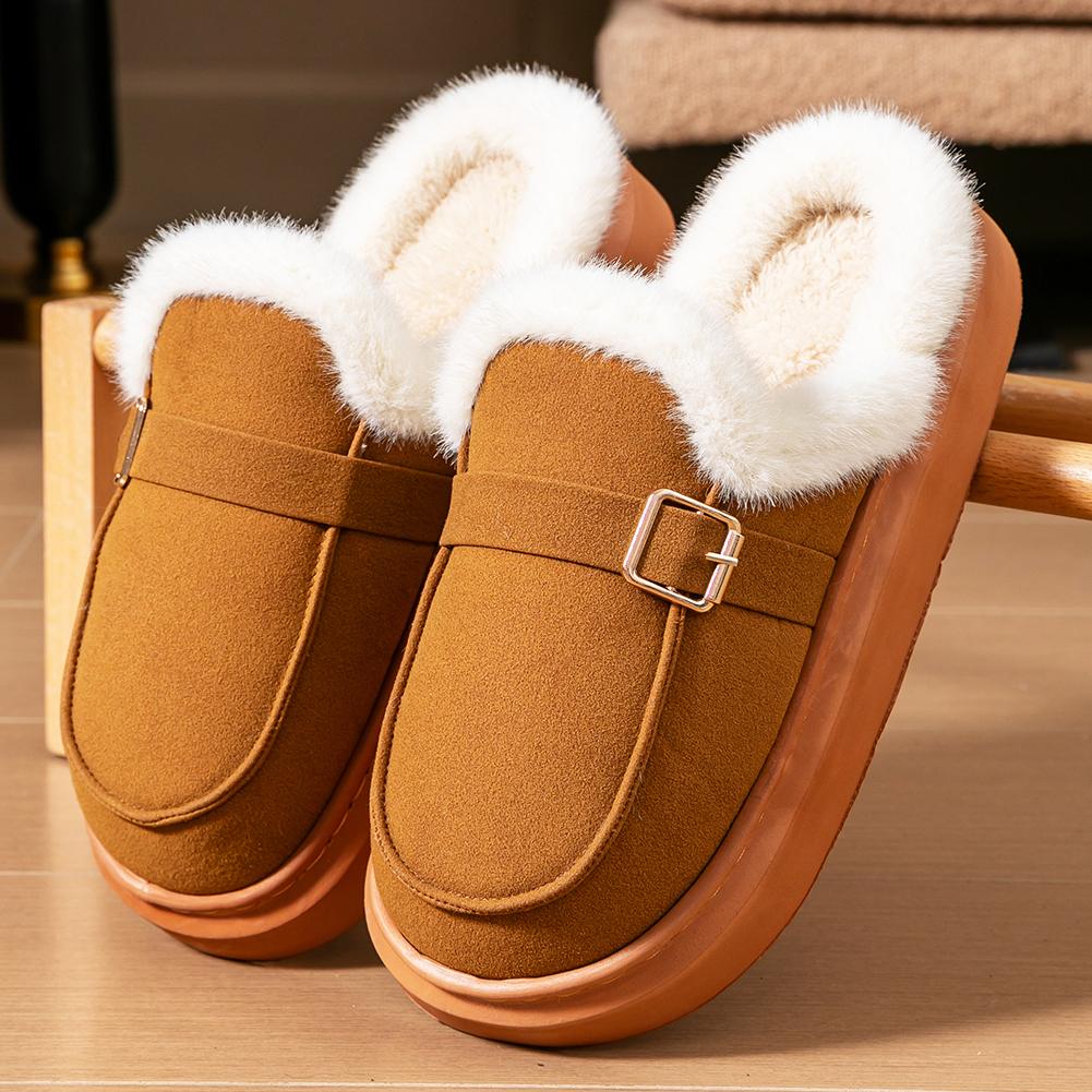 Memory Foam Slippers Women Suede Platform EVA Sole Warm Home Shoes Winter Non Slip Comfortable