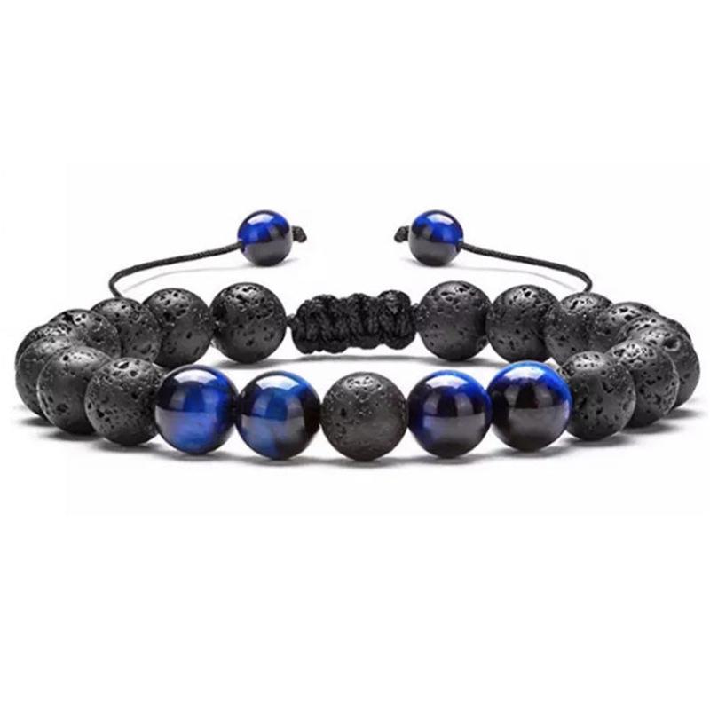 Multicolor Alloy & Volcanic Stone Yoga Bracelet with Turquoise & Tiger Eye Beads