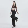 Girls' Black Wide-Leg High-Waist Jeans - Spring/Autumn 2024 Collection, Loose Straight Floor-Length Pants with High Street Style.