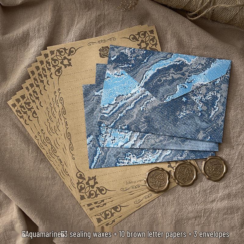 Retro Embossed Chinese Style Letter and Envelope Set with Wax Seal