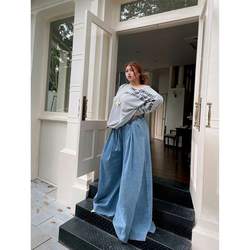 Brother Nan Chubby Elastic Waist Jeans Women Early Autumn New Plus size High Waist Slimming Chubby Girl Loose Wide Leg Bloomers