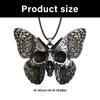 Gothic Skull And Butterfly Pendant Necklace Zinc Alloy Sweater Accessories For Edgy Fashion Jewelry Lovers
