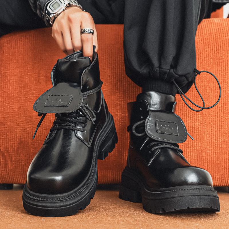 Chelsea boots new autumn and winter thick-soled heightening short boots British high-end Martin boots 38
