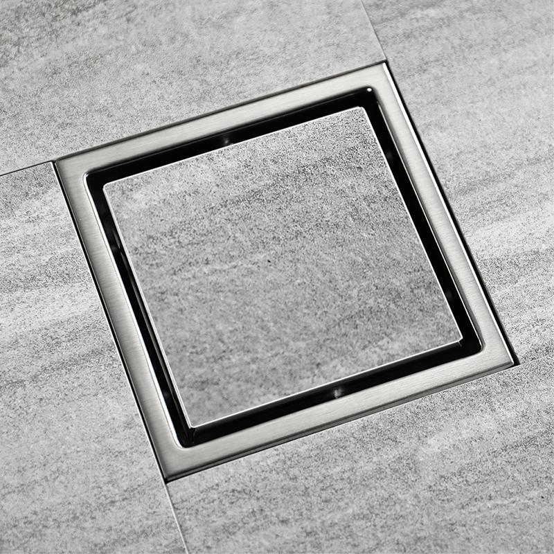 150*150mm Bathroom AccessoriesBlack 304 Stainless Steel Antidor Shower Floor Drain  Hotel  Bathroom Accessories Brushed