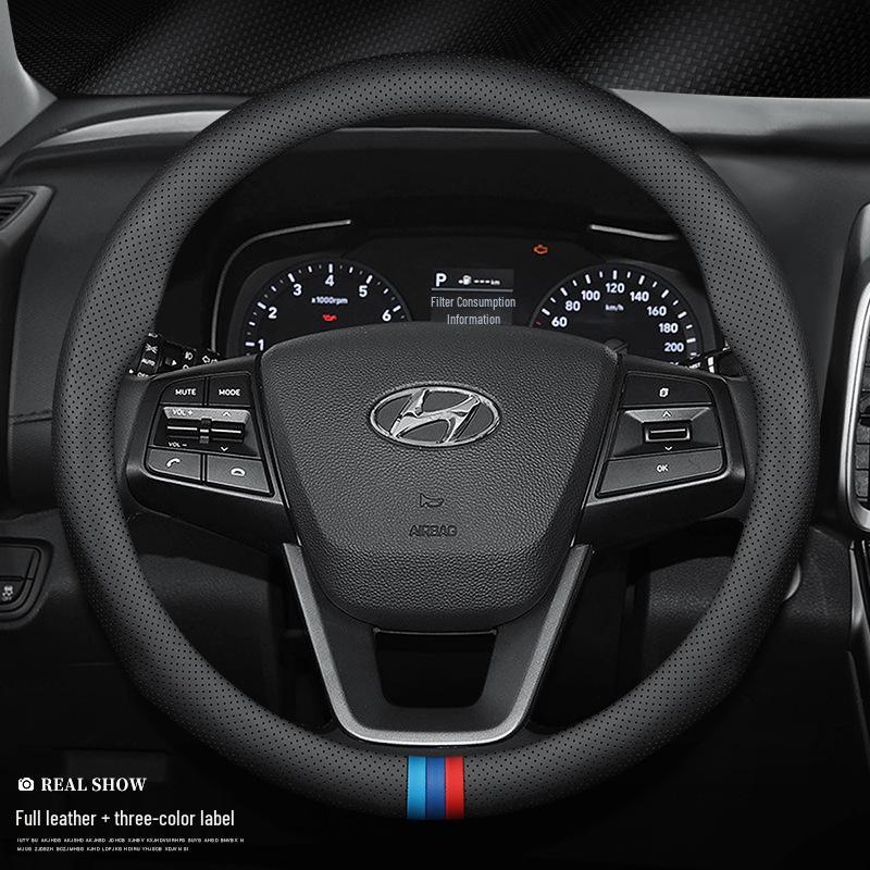 Compatible Steering Wheel Cover for Hyundai Models: Ix35, Lingdong, 25 Yue Dong, Reina, Mingtu, Festa, Langdong, Tucson - Carbon Finish